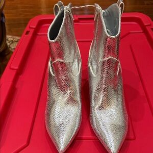 Guess Metallic Silver Ankle Booties